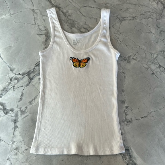 Brandy Melville Tops - BRANDY MELVILLE-J. GALT EMBROIDERED MONARCH TANK